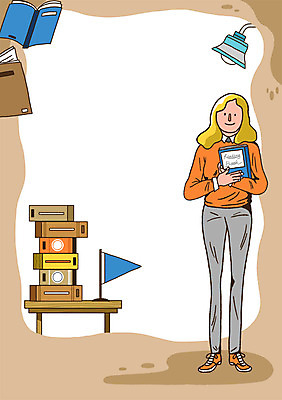 전신 PSD 라이프스타일 여자 교육 일러스트 탁자 조명 한명 서기 들기 사람 성인 취미 라이프 책 독서 쌓기 깃발 국내일러스트 1 가구 모션 생활 파일형식