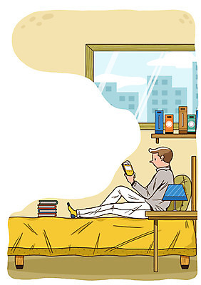 전신 PSD 라이프스타일 건축물 교육 남자 여유 쿠션 일러스트 탁자 조명 선반 한명 들기 사람 앉기 성인 취미 건물 라이프 책 독서 침실 침대 스탠드 국내일러스트 1 건축 감정 가구 모션 생활 파일형식