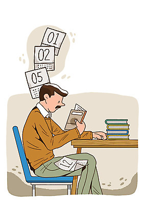 PSD 라이프스타일 교육 남자 의자 일러스트 탁자 한명 들기 사람 앉기 상반신 성인 취미 라이프 책 독서 달력 집중 책상 습관 국내일러스트 1 가구 컨셉 모션 생활 파일형식