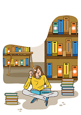 전신 PSD 라이프스타일 여자 교육 생각 일러스트 탁자 실험 한명 사람 앉기 성인 취미 라이프 책 독서 연필 쌓기 도서관 물기 고민 서랍장 안식처 국내일러스트 1 감정 가구 모션 휴식 학용품 생활 필기구 파일형식