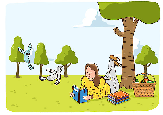 전신 PSD 나무 식물 동물 라이프스타일 공원 여자 교육 여유 음료 음식 엎드리기 일러스트 조류 휴식 한명 사람 잔디 성인 취미 라이프 책 눕기 독서 소풍 바구니 풀 국내일러스트 1 공공시설 감정 컨셉 모션 생활 야외활동 파일형식