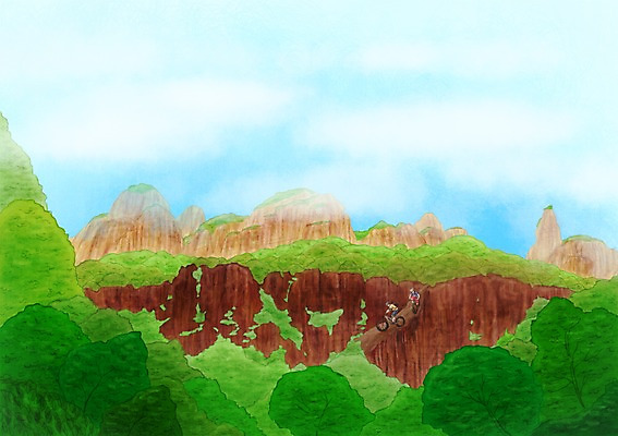 PSD 나무 식물 해외 계절 스포츠 여행 백그라운드 일러스트 산 사람 풍경 두명 여름 관광지 여행객 자전거 중국 여름풍경 휴양지 산악자전거 국내일러스트 아시아 바이크 장소 파일형식 여름_계절