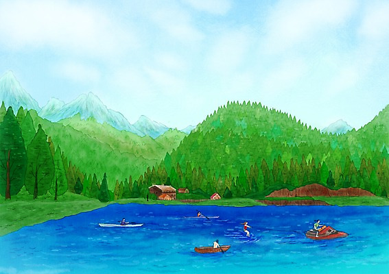 PSD 나무 식물 해외 계절 여자 남자 스포츠 바다 여행 백그라운드 일러스트 산 사람 풍경 여러명 여름 관광지 강 여행객 여름풍경 수상스포츠 보트 오스트리아 숲 휴양지 웨이크보드 잘츠카머구트 선박 국내일러스트 유럽 다수 수상교통 배_교통 장소 파일형식 여름_계절