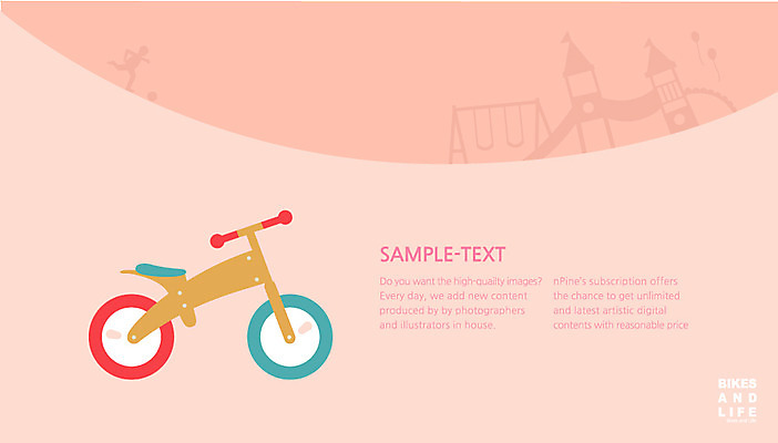 건축물 교통수단 백그라운드 일러스트 사람없음 자전거 바이크 기구 도구 플랫 미끄럼틀 놀이기구 놀이터 그네 유아용 어린이자전거 국내일러스트 AI파일 건축 육상교통 교통 놀이 파일형식 벡터