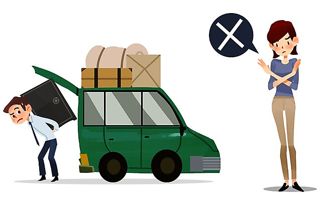 전신 PSD 남자 말풍선 일러스트 자동차 서기 들기 안전 사람 손짓 성인 두명 운전 금지 짐 예절 운전사 무게 X 아니오 예방 금고 생활안전 안전수칙 교통안전 규칙 질서 안전운전 자동차예절 자동차트렁크 성인남자만 국내일러스트 직업 알파벳 육상교통 모션 남자만 성인만 파일형식