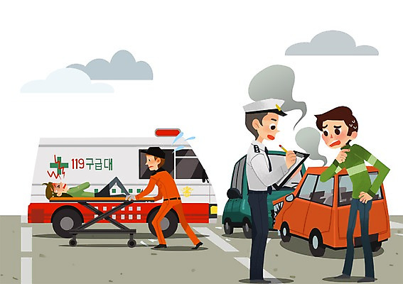 전신 PSD 구름 남자 도로 일러스트 자동차 서기 들기 안전 사람 풍경 여러명 성인 눕기 펜 환자 운전사 경찰 연기 구급차 구조원 교통사고 생활안전 안전수칙 교통안전 안전운전 들것 서류판 접촉사고 성인남자만 국내일러스트 자연요소 직업 길 육상교통 다수 의학 교통시설 모션 필기구 사무용품 사건 남자만 성인만 파일형식