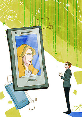 전신 PSD 라이프스타일 여자 남자 인터넷 일러스트 통신 정보통신 정보기술 서기 웃음 사람 성인 두명 라이프 스마트폰 핸드폰 스마트기기 스크린 정보 네트워크 발전 스마트 IT라이프 영상 편리함 영상통화 국내일러스트 컨셉 모션 기술 표정 생활 전자제품 통화 파일형식