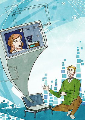 전신 PSD 라이프스타일 여자 남자 인터넷 일러스트 통신 탁자 정보통신 정보기술 웃음 사람 앉기 성인 두명 라이프 노트북 스마트기기 스크린 정보 네트워크 발전 스마트 IT라이프 영상 통화 편리함 영상통화 국내일러스트 가구 컨셉 모션 기술 표정 생활 전자제품 파일형식