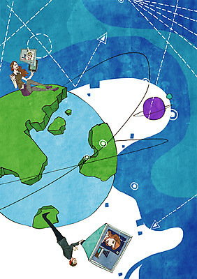 전신 PSD 라이프스타일 여자 남자 별 지구 인터넷 일러스트 통신 정보통신 정보기술 서기 들기 사람 앉기 성인 두명 라이프 스마트기기 태블릿 글로벌 우주 스크린 행성 정보 네트워크 발전 스마트 IT라이프 영상 편리함 영상통화 국내일러스트 자연요소 컨셉 모션 기술 생활 전자제품 통화 파일형식