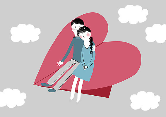 전신 PSD 구름 커플 여자 남자 백그라운드 일러스트 상상 하늘 상상일러스트 사람 앉기 성인 두명 판타지 꿈 하트 종이비행기 즐거움 국내일러스트 자연요소 모양 감정 관계 모션 종이접기 파일형식