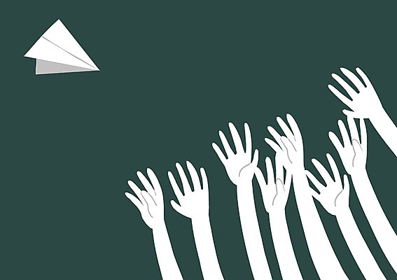 PSD 손 백그라운드 일러스트 상상 상상일러스트 사람 손짓 여러명 신체부위 판타지 손들기 꿈 종이비행기 즐거움 팔 국내일러스트 감정 다수 모션 종이접기 파일형식