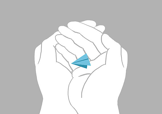 PSD 손 백그라운드 일러스트 상상 상상일러스트 한명 들기 사람 신체부위 판타지 꿈 양손 종이비행기 즐거움 국내일러스트 1 감정 모션 종이접기 파일형식