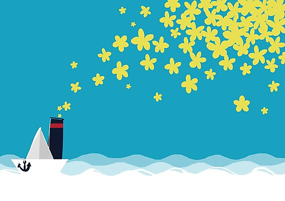 PSD 식물 꽃 물결 파도 바다 백그라운드 일러스트 상상 날리기 상상일러스트 사람없음 판타지 꿈 기둥 즐거움 종이배 선박 국내일러스트 건축 감정 수상교통 모션 종이접기 파일형식