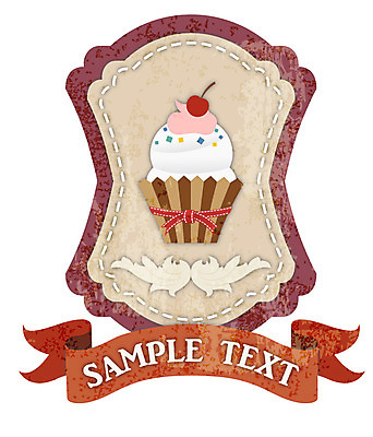 리본 백그라운드 스티커 과일 일러스트 텍스트 아이스크림 디저트 사람없음 장식 꼬리표 라벨 끈 빈티지 체리 심볼 복고 국내일러스트 AI파일 음식 컨셉 프레임 파일형식 벡터