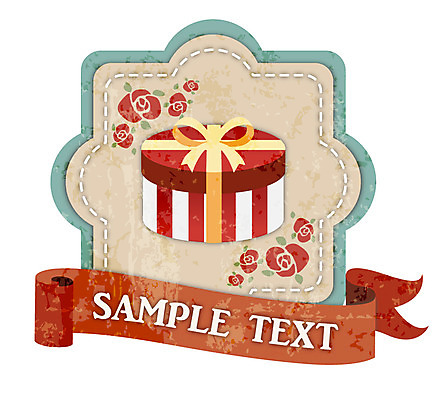 식물 기념일 꽃 리본 백그라운드 스티커 일러스트 텍스트 선물 이벤트 사람없음 장식 선물상자 상자 꼬리표 라벨 끈 빈티지 심볼 복고 국내일러스트 AI파일 컨셉 프레임 파일형식 벡터