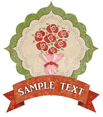 식물 기념일 꽃 리본 꽃다발 백그라운드 스티커 일러스트 텍스트 선물 이벤트 사람없음 장식 장미 꼬리표 라벨 끈 빈티지 심볼 복고 국내일러스트 AI파일 컨셉 프레임 파일형식 벡터