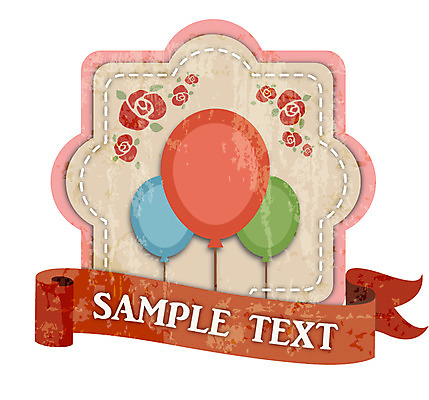 식물 기념일 꽃 리본 백그라운드 스티커 일러스트 텍스트 이벤트 사람없음 장식 꼬리표 라벨 끈 빈티지 심볼 복고 풍선 국내일러스트 AI파일 컨셉 프레임 파일형식 벡터