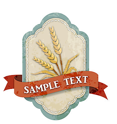 식물 리본 백그라운드 스티커 일러스트 텍스트 곡류 사람없음 장식 꼬리표 라벨 벼 끈 빈티지 심볼 복고 이삭 벼이삭 국내일러스트 AI파일 컨셉 프레임 파일형식 벡터