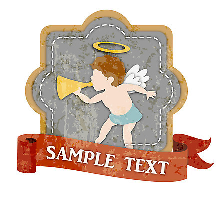 전신 리본 기독교 종교 악기 백그라운드 스티커 일러스트 텍스트 천사 한명 들기 장식 꼬리표 라벨 아기 끈 빈티지 심볼 나팔 복고 아기만 국내일러스트 AI파일 1 음악 컨셉 모션 프레임 사람 파일형식 벡터