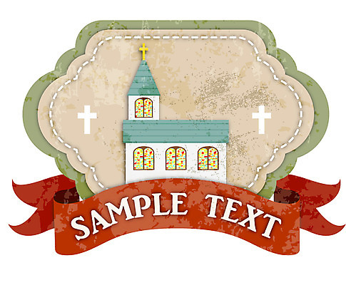건축물 리본 기독교 종교 백그라운드 스티커 일러스트 텍스트 사람없음 건물 장식 교회 꼬리표 라벨 끈 빈티지 심볼 복고 국내일러스트 AI파일 건축 컨셉 종교건축 프레임 파일형식 벡터