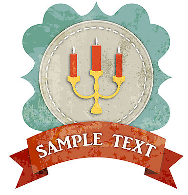 리본 백그라운드 스티커 일러스트 초 촛불 텍스트 사람없음 장식 꼬리표 라벨 끈 빈티지 심볼 복고 촛대 국내일러스트 AI파일 컨셉 프레임 파일형식 벡터