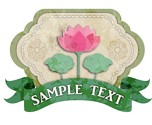 식물 꽃 리본 종교 백그라운드 스티커 불교 일러스트 텍스트 연꽃 사람없음 장식 꼬리표 라벨 끈 빈티지 심볼 연잎 복고 국내일러스트 AI파일 컨셉 잎 프레임 파일형식 벡터
