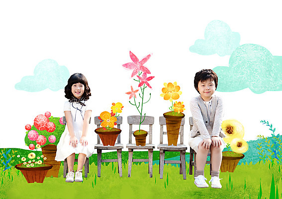 전신 PSD 나무 식물 구름 편집 편집이미지 라이프스타일 여자 남자 꽃 어린이라이프 화분 어린이 백그라운드 의자 포토일러 합성일러스트 웃음 사람 앉기 동양인 소녀 소년 잔디 두명 한국인 디지털합성 편집일러스트 어린이만 이미지편집 자연요소 가구 모션 표정 인종 생활 파일형식