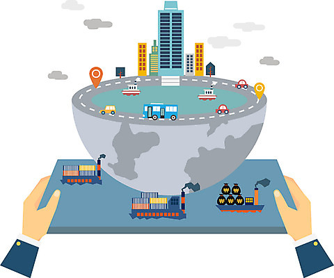 구름 건축물 산업 도로 길 지구 백그라운드 일러스트 비즈니스 자동차 버스 한명 들기 빌딩 건물 양손 화물선 산업시설 순환 선박 국내일러스트 AI파일 자연요소 1 손 건축 육상교통 수상교통 배_교통 교통시설 모션 대중교통 사람 파일형식 벡터