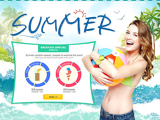PSD 서양인 외국인 나무 식물 동물 백인 템플릿 배너 계절 여자 파도 바다 웹템플릿 백그라운드 공 갈매기 조류 휴가 휴식 이벤트페이지 한명 서기 웃음 들기 사람 풍경 이벤트 상반신 성인 해변 여름 여름휴가 바캉스 야자수 비치볼 여자만 여자한명만 성인여자만 성인만 이미지템플릿 1 컨셉 모션 바캉스용품 표정 인종 페이지 파일형식 여름_계절