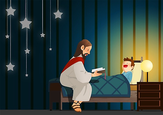 전신 PSD 남자 행복 별 기독교 종교 여유 어린이 백그라운드 일러스트 침구 조명 웃음 사람 앉기 소년 성인 두명 장식 여름 성경 침실 침대 스탠드 예수 잠자리 읽기 즐거움 서랍장 성경학교 여름성경학교 남자만 국내일러스트 자연요소 계절 감정 가구 곤충 종교용품 학교 모션 표정 신_종교 파일형식 여름_계절