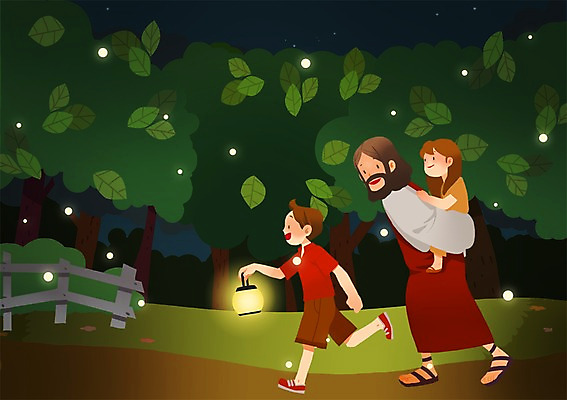 전신 PSD 나무 식물 여자 남자 행복 별 기독교 종교 길 여유 어린이 백그라운드 일러스트 밤하늘 전등 조명 서기 웃음 사람 소녀 소년 성인 세명 여름 울타리 달리기 걷기 등불 예수 성자 야간 즐거움 업기 성경학교 여름성경학교 반딧불이 국내일러스트 자연요소 계절 감정 곤충 학교 모션 하늘 표정 담장 신_종교 파일형식 여름_계절