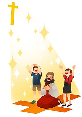 전신 PSD 여자 남자 행복 기독교 종교 여유 어린이 백그라운드 십자가 일러스트 사람 손짓 소녀 소년 성인 세명 여름 손들기 기쁨 기도 예수 축복 무릎꿇기 찬송가 성경학교 찬양 여름성경학교 국내일러스트 계절 감정 컨셉 노래 학교 모션 신_종교 파일형식 여름_계절