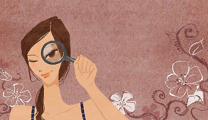 PSD 식물 우먼라이프 라이프스타일 여자 꽃 일러스트 돋보기 새로움 한명 들기 사람 상반신 성인 라이프 신체부위 뷰티 변화 성형수술 안구 여자만 여자한명만 성인여자만 성인만 국내일러스트 1 컨셉 모션 생활 수술 파일형식