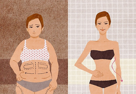 PSD 우먼라이프 라이프스타일 여자 일러스트 새로움 서기 사람 상반신 성인 두명 라이프 신체부위 뷰티 비교 변화 성형수술 지방 살 지방흡입 전후 여자만 성인여자만 성인만 국내일러스트 컨셉 모션 생활 수술 기름_음식 파일형식