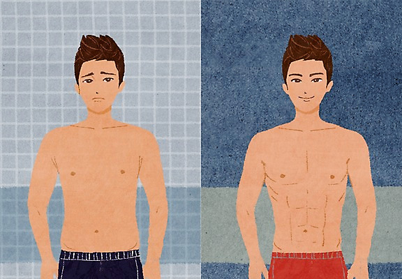 PSD 우먼라이프 라이프스타일 남자 신체 일러스트 근육 새로움 서기 사람 상반신 성인 두명 라이프 신체부위 뷰티 비교 변화 성형수술 전후 남자만 성인남자만 성인만 국내일러스트 컨셉 모션 생활 수술 파일형식