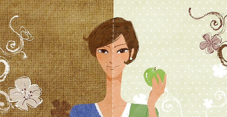 PSD 식물 우먼라이프 라이프스타일 여자 꽃 과일 일러스트 새로움 한명 들기 사람 상반신 성인 라이프 신체부위 뷰티 비교 주름 변화 성형수술 사과 피부 보톡스 전후 여자만 여자한명만 성인여자만 성인만 국내일러스트 1 컨셉 모션 생활 수술 파일형식