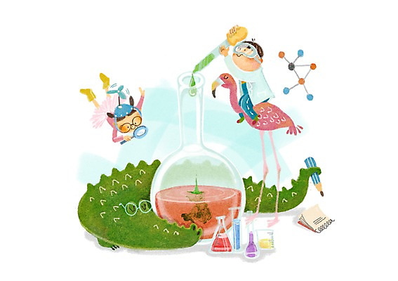 전신 PSD 동물 여자 어린이교육 교육 남자 어린이라이프 안경 어린이 과학 일러스트 조류 돋보기 고글 함께함 실험 사람 소녀 소년 두명 라이프 필기구 연필 귀여움 다이어리 학 액체 화학 스포이트 플라밍고 비커 삼각플라스크 원자 악어 소통 천진난만 어린이만 트로피컬아트 국내일러스트 라이프스타일 잡화 컨셉 파충류 문구용품 학용품 실험기구 생활 사무용품 플라스크 그림 피펫 파일형식