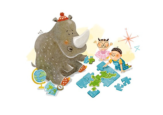 전신 PSD 동물 여자 어린이교육 교육 남자 어린이라이프 어린이 조각 세계지도 지도 일러스트 함께함 사람 앉기 소녀 소년 두명 라이프 지구본 귀여움 퍼즐 나침반 퍼즐조각 코뿔소 소통 천진난만 어린이만 국내일러스트 라이프스타일 컨셉 포유류 모션 생활 세계 파일형식