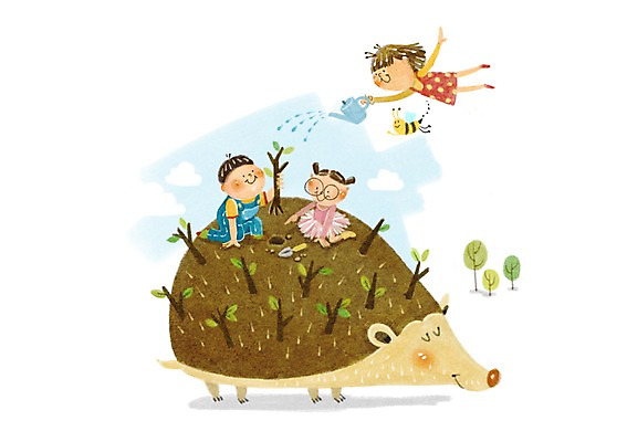 전신 PSD 나무 식물 동물 구름 여자 어린이교육 교육 남자 어린이라이프 어린이 곤충 일러스트 함께함 사람 앉기 소녀 소년 라이프 세명 귀여움 물뿌리개 벌 모종삽 나무심기 소통 고슴도치캐릭터 묘목 천진난만 어린이만 국내일러스트 자연요소 라이프스타일 동물캐릭터 컨셉 모션 생활 삽 고슴도치 심기 파일형식