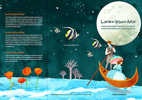 PSD 나무 식물 동물 템플릿 편집 표지디자인 북디자인 커플 출판디자인 여자 표지 남자 꽃 별 리플렛 백그라운드 북커버 3단접지 상상 밤하늘 하늘 동화 어류 서기 들기 사람 앉기 팜플렛 상반신 두명 강 판타지 보름달 달 나룻배 노 선박 이미지템플릿 자연요소 수상교통 배_교통 관계 모션 수중동물 야간 파일형식