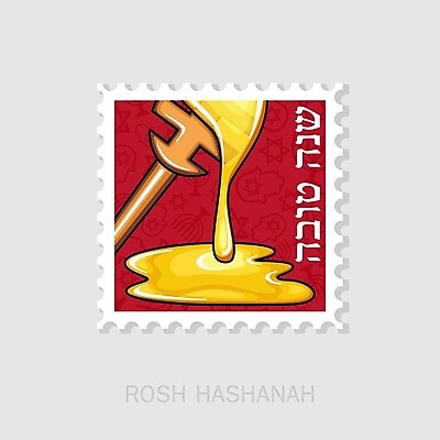 EPS 해외이미지 일러스트 사람없음 빨간색 노란색 흐름 꿀 유대교 우표 허니디퍼 해외202004 해외일러스트 종교 컬러 컨셉 도구 파일형식 벡터 이미지허브