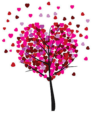 EPS 해외이미지 나무 분홍색 일러스트 추상 사람없음 하트 해외202004 해외일러스트 모양 식물 컬러 무늬 파일형식 벡터 이미지허브