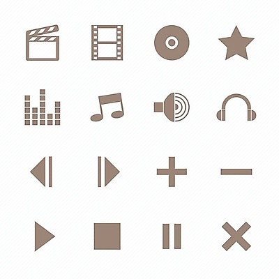 EPS 해외이미지 음악 일러스트 사람없음 세트 갈색 헤드폰 CD 정지 볼륨 클래퍼보드 필름 재생 스테레오 일시정지 빨리감기 되감기 인터페이스 제어 즐겨찾기 플레이 플레이어 중지_중단 해외일러스트 컬러 음향기기 모션 문화예술 소리 파일형식 벡터 이미지허브