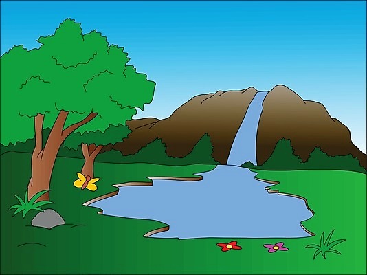 EPS 해외이미지 나무 꽃 나비 백그라운드 일러스트 모션 자연 하늘 산 풍경 그래픽 초록색 물 파란색 강 환경 계곡 고요 폭포 흐름 흰색 연못 숲 만화 묘사 언덕 그림 내추럴 고립 해외202004 해외일러스트 자연요소 식물 컬러 곤충 컨셉 생태계 파일형식 벡터 이미지허브