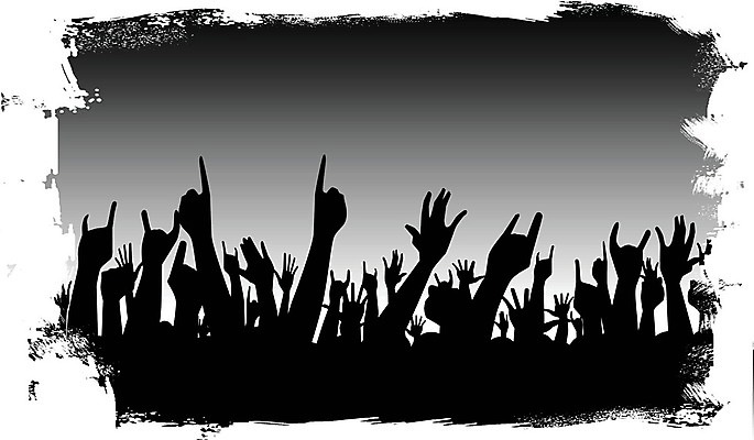 EPS 해외이미지 실루엣 무기 일러스트 손가락 관리 사람 파티 콘서트 공연 무대 그룹 군중 흥분 디스코 오르기 참여 해외202004 해외일러스트 손 감정 음악 모션 촬영기법 이벤트 춤 파일형식 벡터 이미지허브