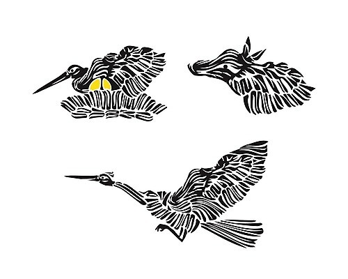 EPS 해외이미지 동물 실루엣 야생동물 백그라운드 일러스트 장식 세트 검은색 흰색 둥지 수집 심볼 손그림 고립 황새 해외202004 해외일러스트 컬러 조류 촬영기법 파일형식 벡터 이미지허브