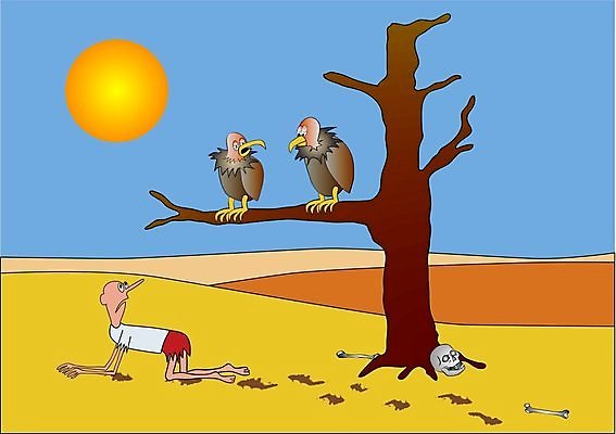 EPS 해외이미지 일러스트 뼈 고통 사막 운명 유머 만화 사건 문제 곤란 어려움 트러블 해외202004 해외일러스트 감정 파일형식 벡터 이미지허브