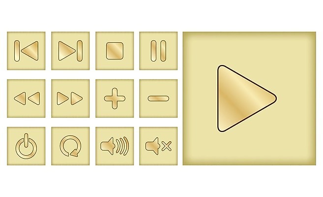 EPS 해외이미지 음악 일러스트 사람없음 세트 금색 정지 볼륨 플러스 하이픈 재생 일시정지 빨리감기 되감기 반복재생 음소거 인터페이스 전원버튼 제어 플레이 플레이어 중지_중단 해외일러스트 기호 컬러 모션 버튼 문화예술 전원_전기 파일형식 벡터 이미지허브