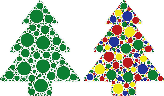 EPS 해외이미지 나무 크리스마스 일러스트 공 장식 빨간색 초록색 파란색 노란색 축제 흰색 축하 점 원형 오브젝트 전나무 고립 노엘 해외202004 해외일러스트 도형 식물 기념일 컬러 컨셉 파일형식 벡터 이미지허브