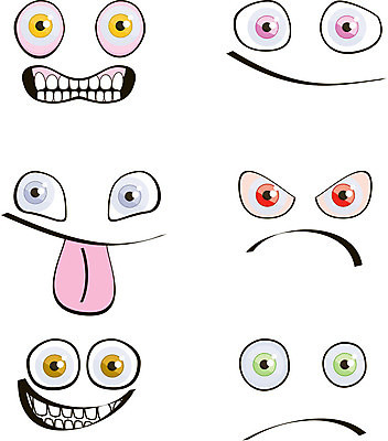 EPS 해외이미지 감정 얼굴 백그라운드 일러스트 기쁨 슬픔 분노 흰색 표현 입 치아 무서움 만화 고립 해외202004 해외일러스트 컬러 신체부위 소화기관 파일형식 벡터 이미지허브
